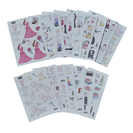 16 x die cut A4 decoupage sheets