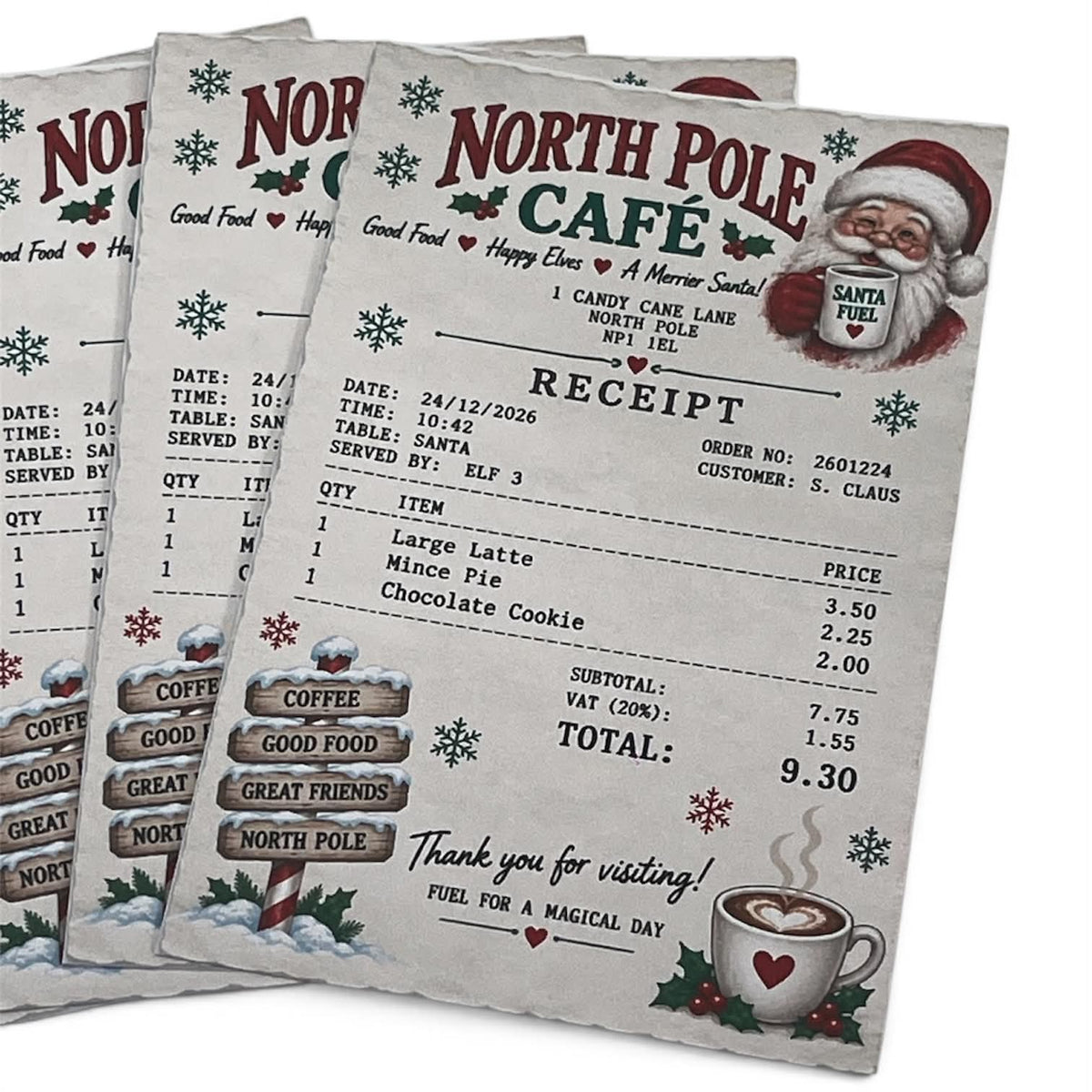 10 x Santa's lost cafe receipts