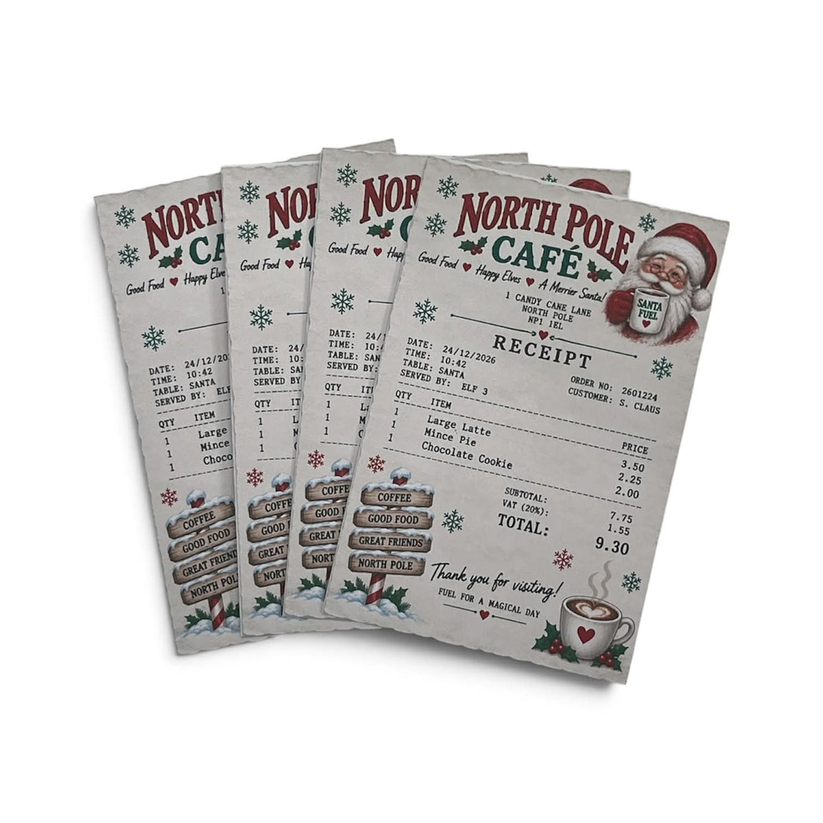 10 x Santa's lost cafe receipts