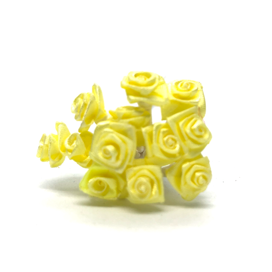 12 x Lemon 8mm ribbon roses image 0