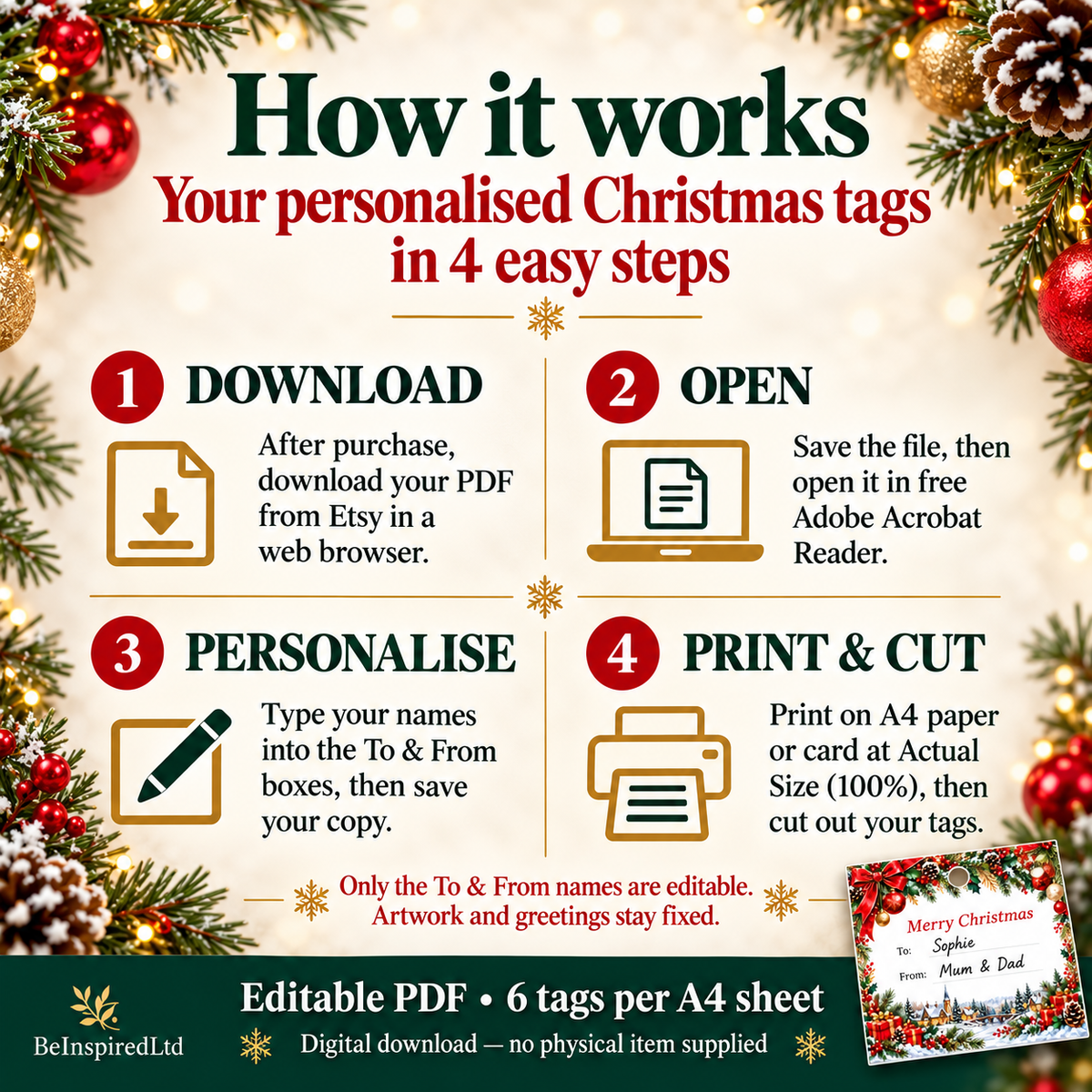 Editable Christmas Gift Tags (digital download)