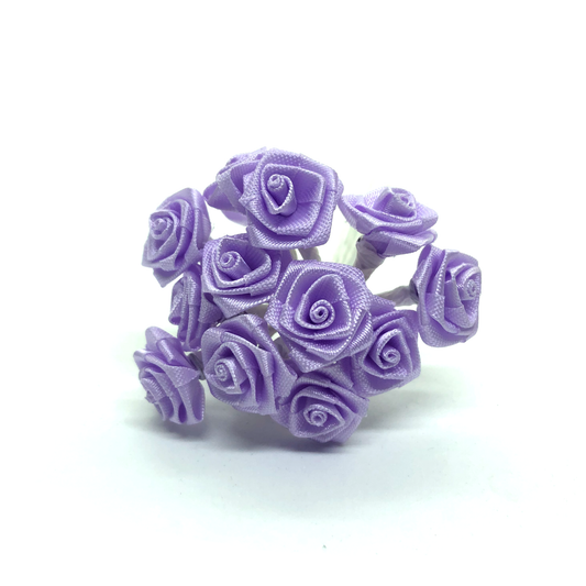 12 x Lilac ribbon roses image 0