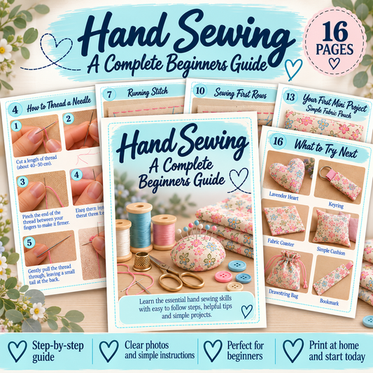 Learn Hand Sewing Beginner Guide PDF | 16-Page Step-by-Step Hand Sewing Guide
