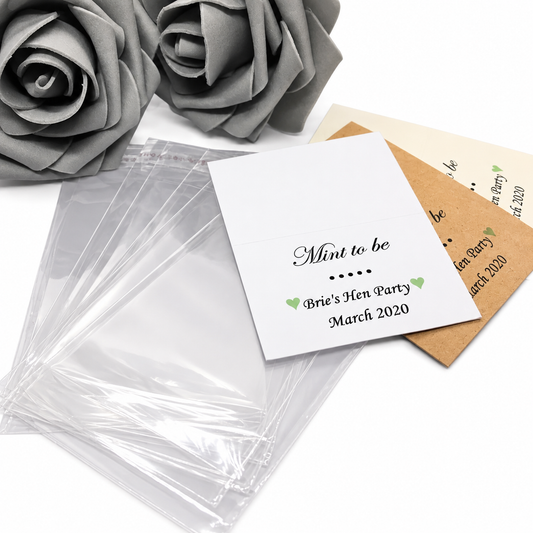 10 x Personalised Mint to Be toppers and bags