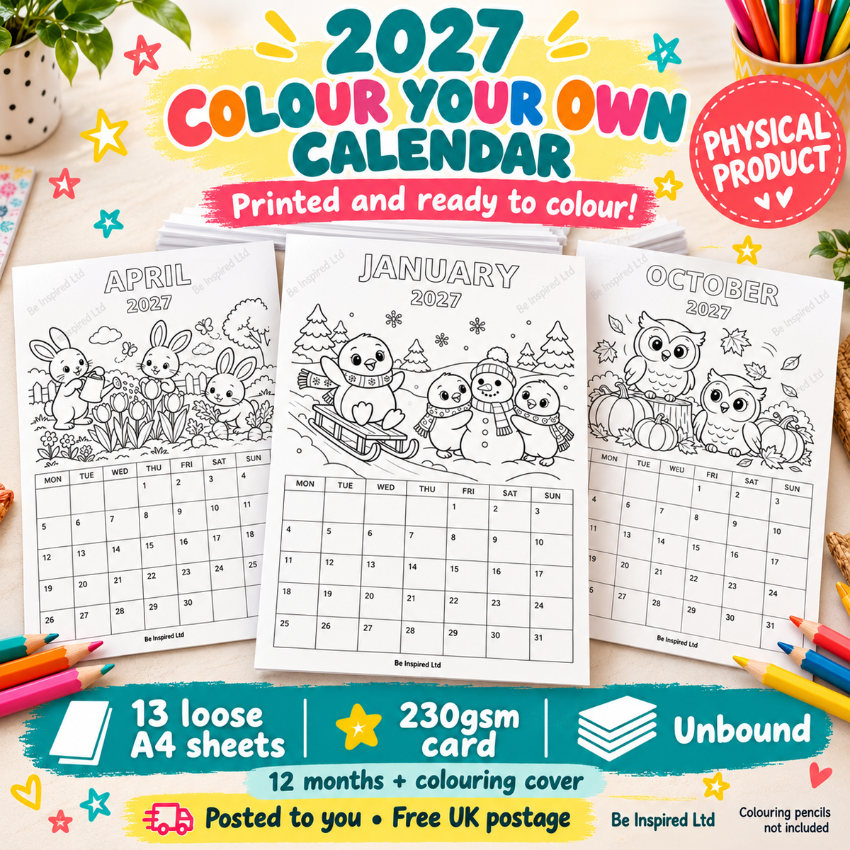 2027 Colour Your Own Calendar for Kids