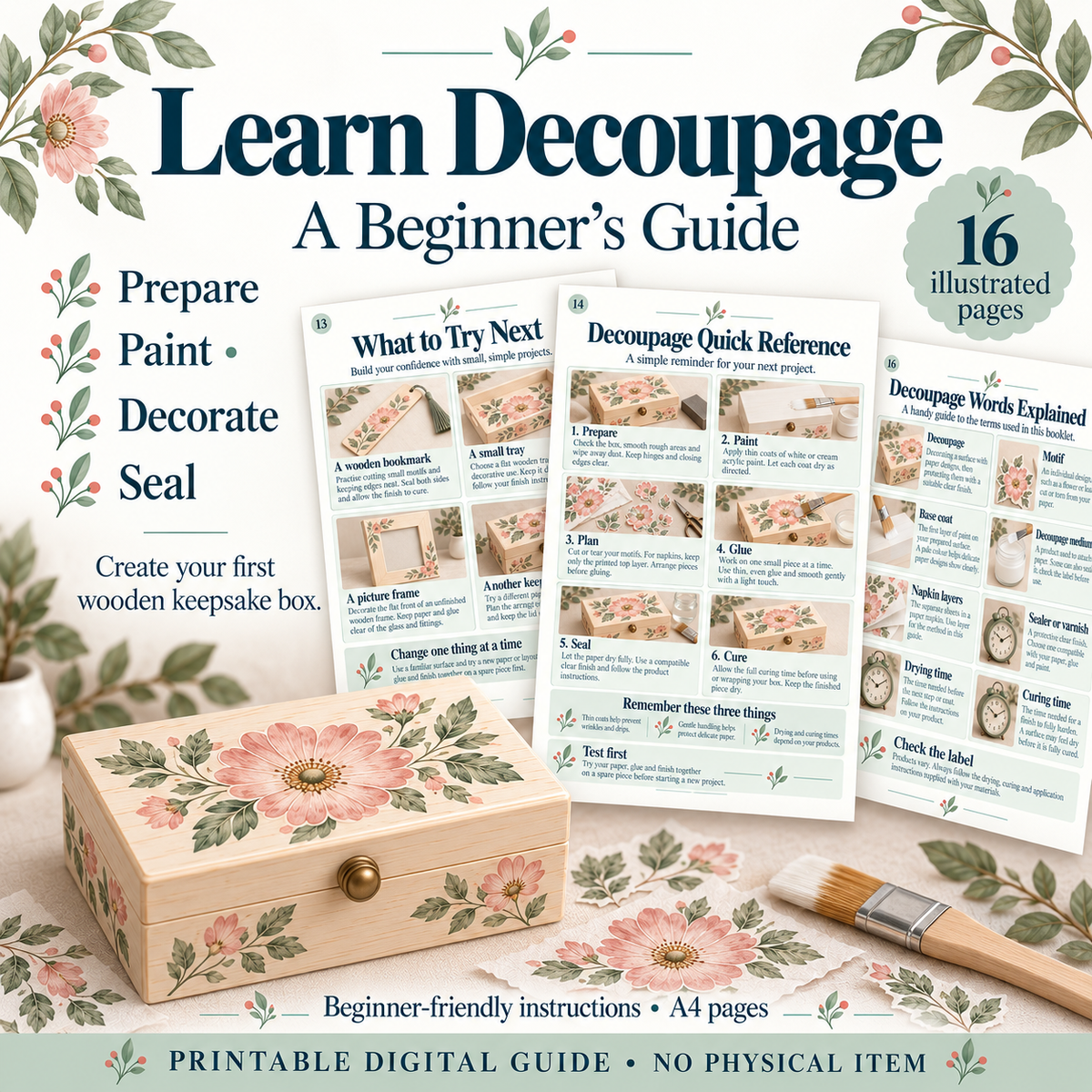 Learn decoupage Beginner Guide PDF | 16-Page Step-by-Step decoupage Guide