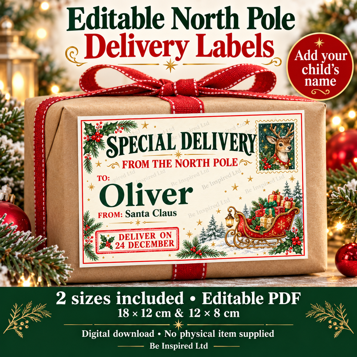 Editable Special Delivery from the North Pole Labels(digital download)