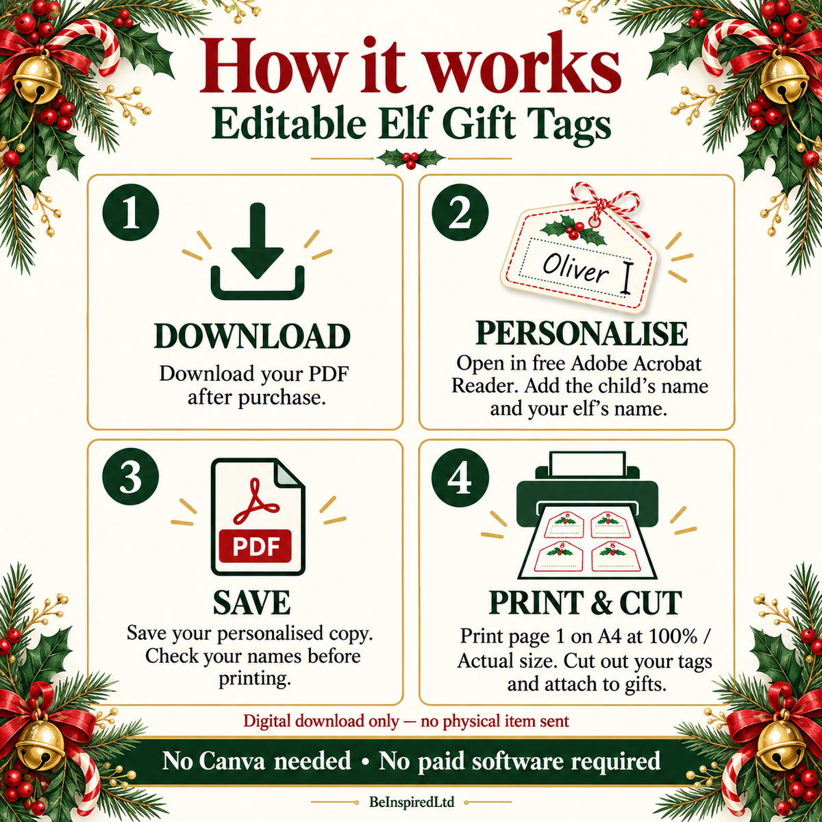 Editable Elf Gift Tags (digital download)