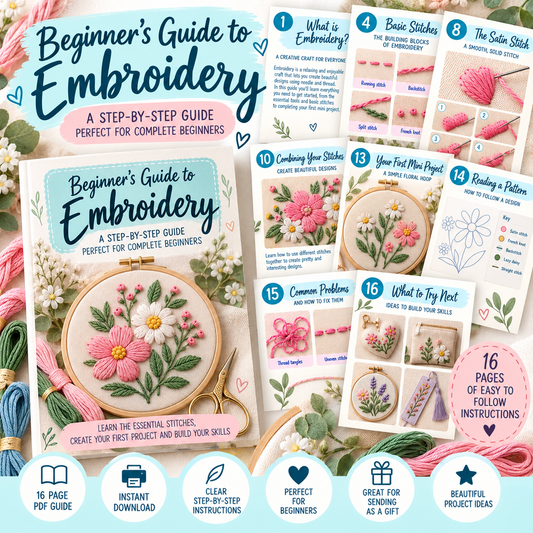 Learn Embroidery Beginner Guide PDF | 16-Page Step-by-Step Embroidery Guide