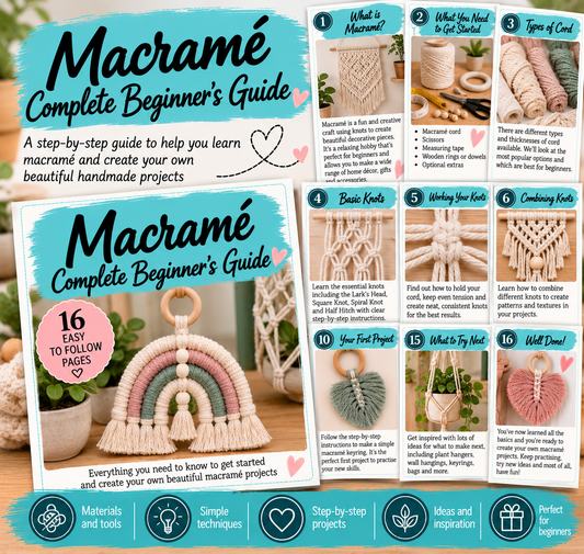 Learn Macrame Beginner Guide PDF | 16-Page Step-by-Step Macrame Guide