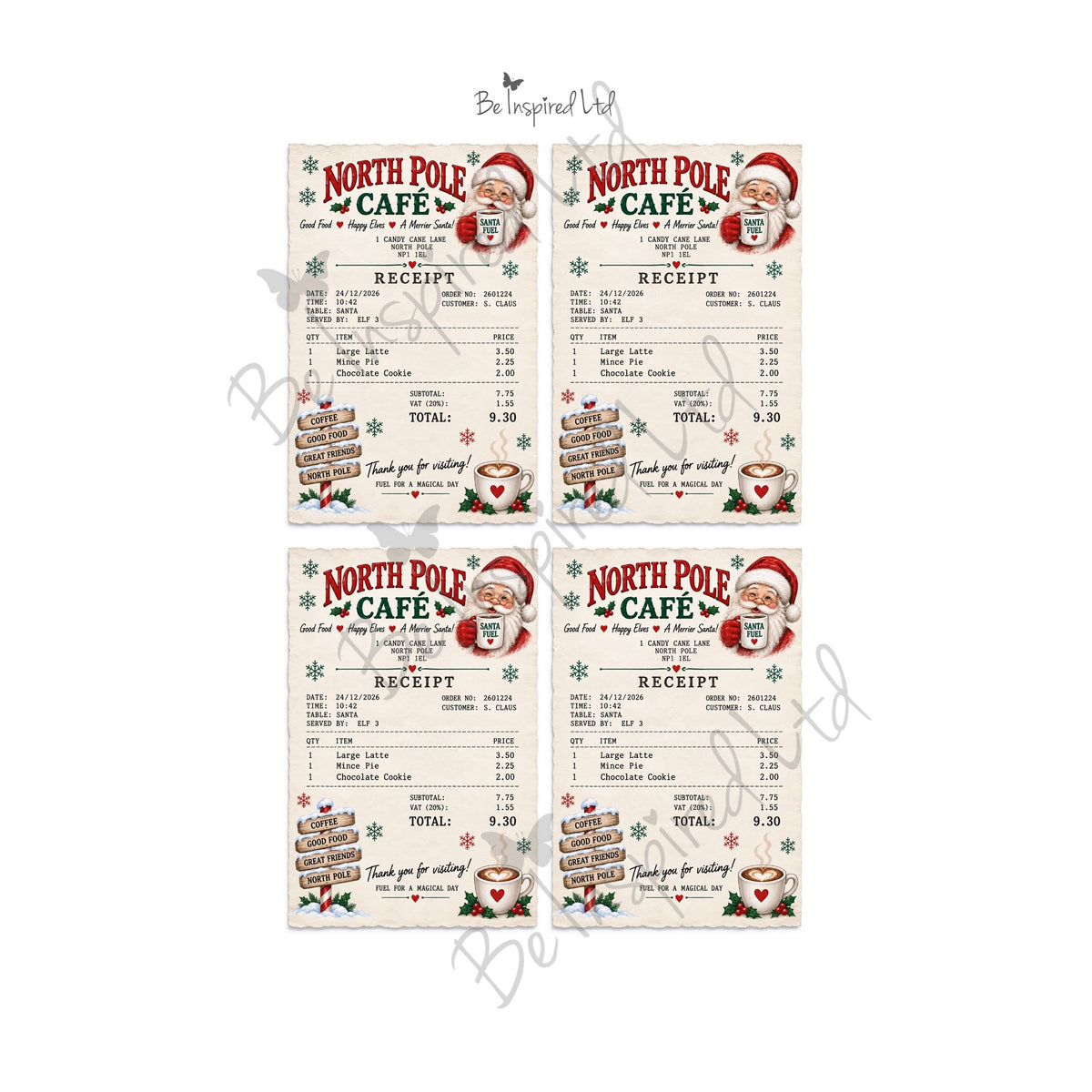 Santa's lost cafe receipt (digital download)