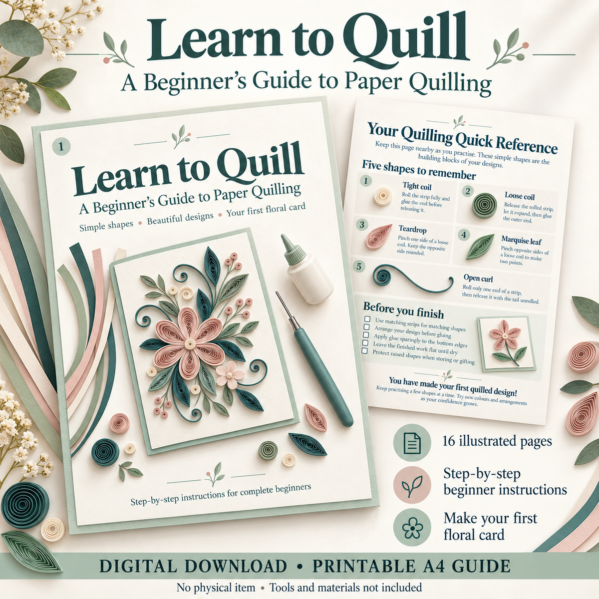 Learn quilling Beginner Guide PDF | 16-Page Step-by-Step quilling Guide