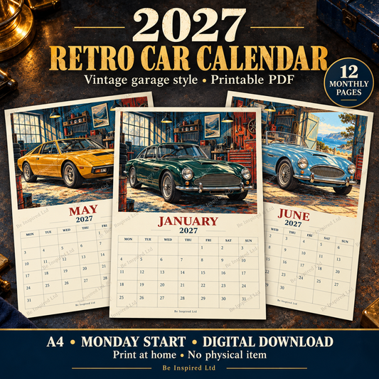 Retro car calendar (digital download)