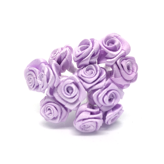 12 x Lilac 15mm ribbon roses image 0