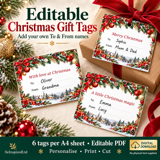 Editable Christmas Gift Tags (digital download)
