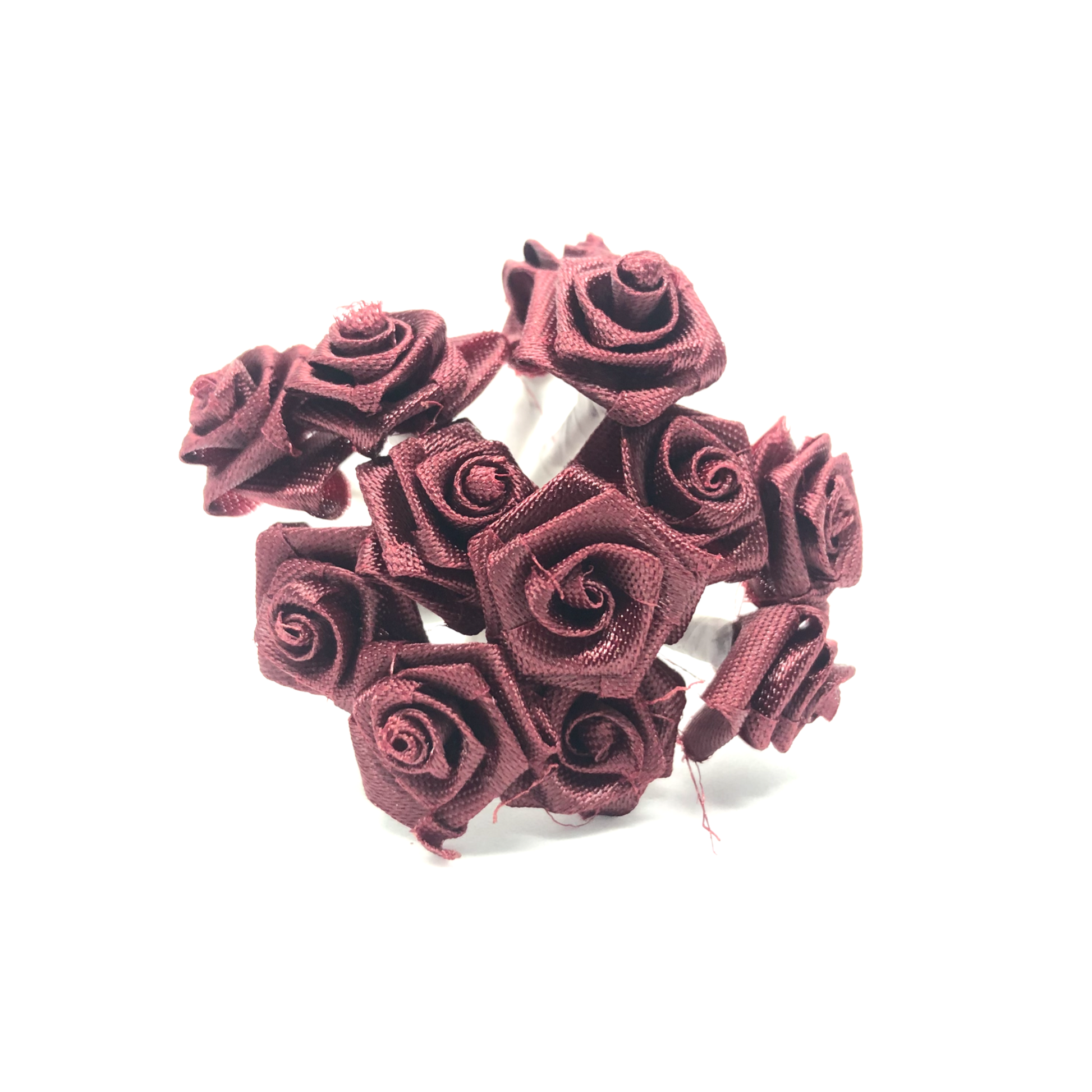 12 x Burgundy ribbon roses image 0