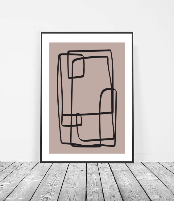 Abstract pink & black wall art image 1