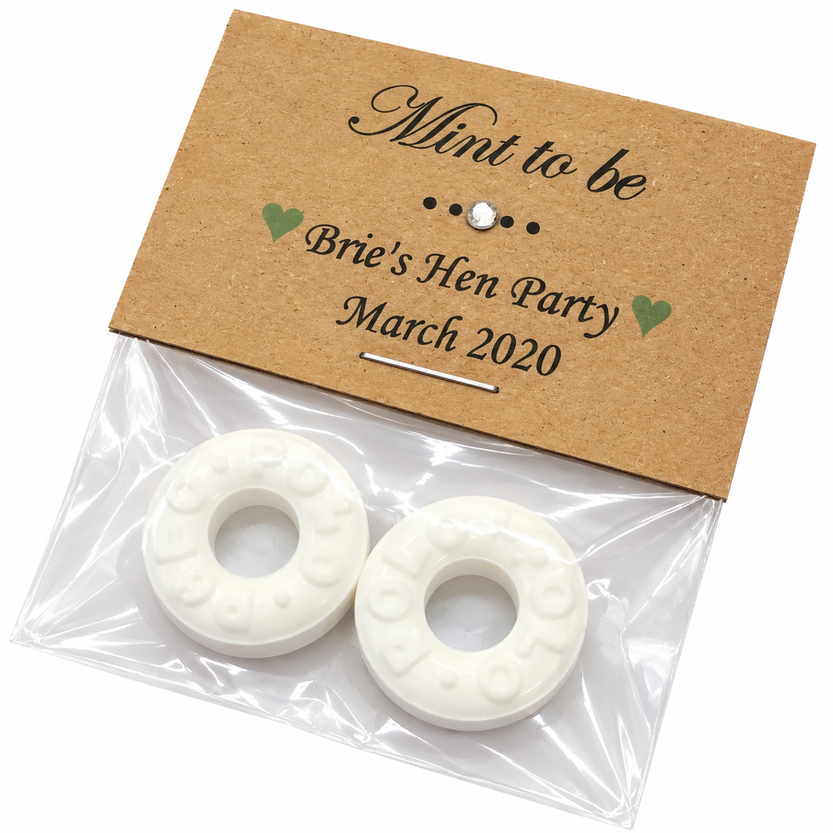 10 x Personalised Mint to Be toppers and bags