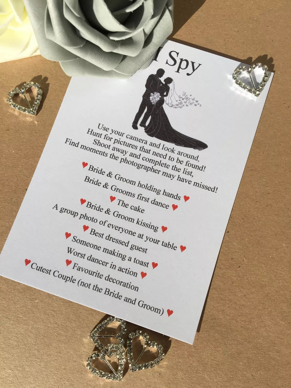 12 x I Spy Wedding game cards