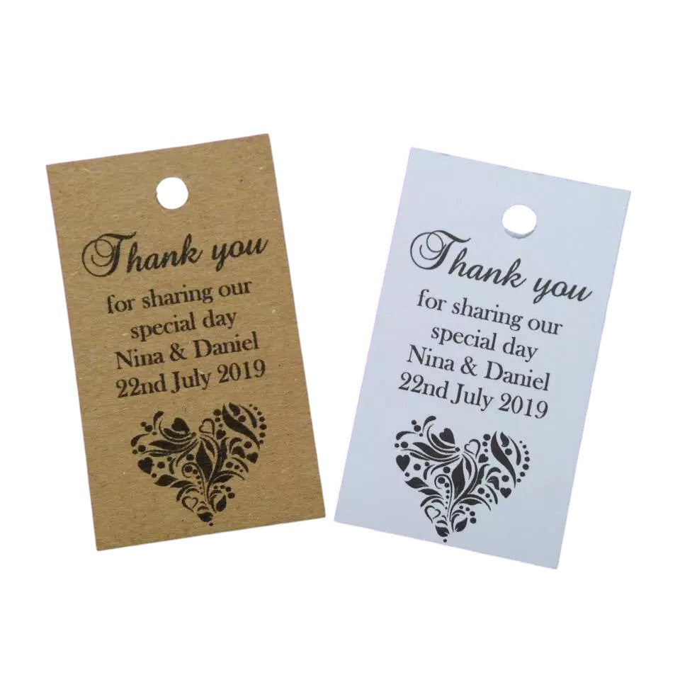 50 x Personalised favour tags